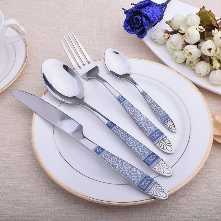 Luxury Stainless Steel Floral Cutlery 24 Piece Set