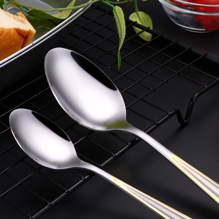 24pcs Gold Plate Stainless Steel Cutlery Set Dinnerware Tableware Silverware Dinner Knife Fork 2
